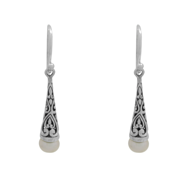 Sita Ornate Conical Dangle With Pearl Earrings    