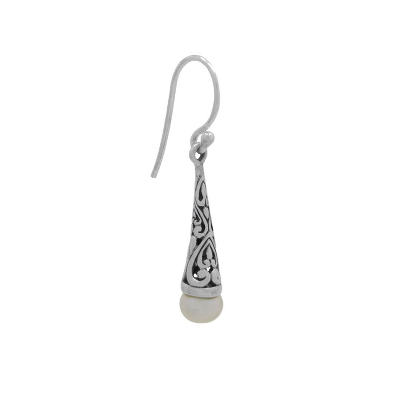 Sita Ornate Conical Dangle With Pearl Earrings    