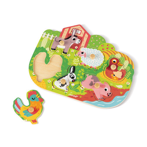 Happy Farm 6 Piece Wooden Peg Puzzle    