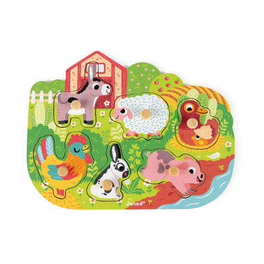 Happy Farm 6 Piece Wooden Peg Puzzle    