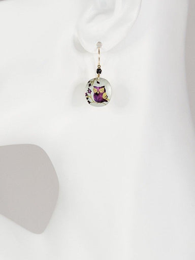 Holly Yashi Wise Owl Earrings - Sage/Purple    