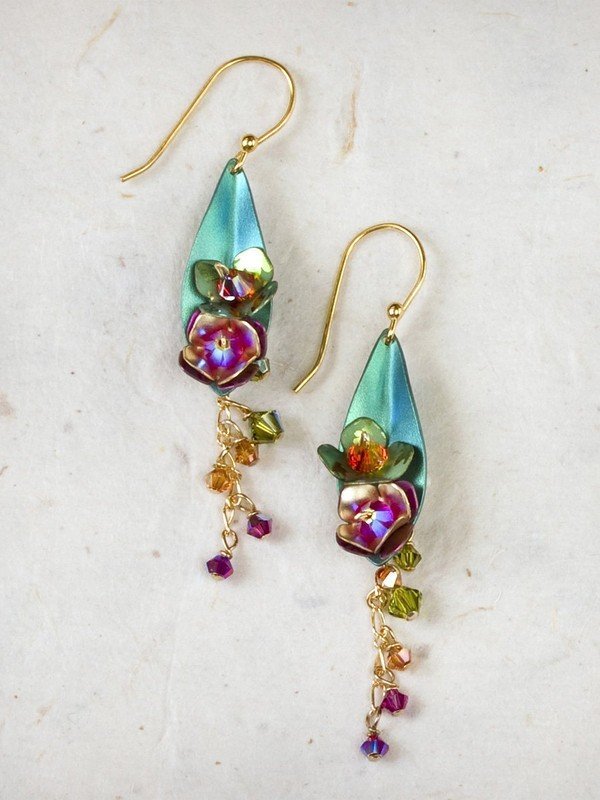Holly Yashi Double Orchid Earrings - Green/Multi    