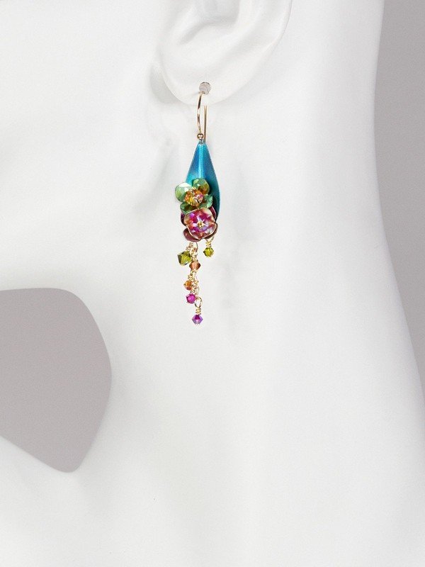 Holly Yashi Double Orchid Earrings - Green/Multi    