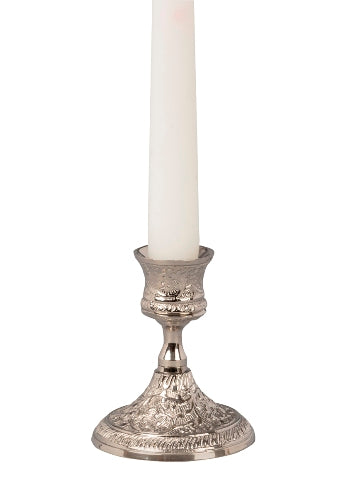 3.5 Inch Ornate Filigree Taper Holder - Nickel    