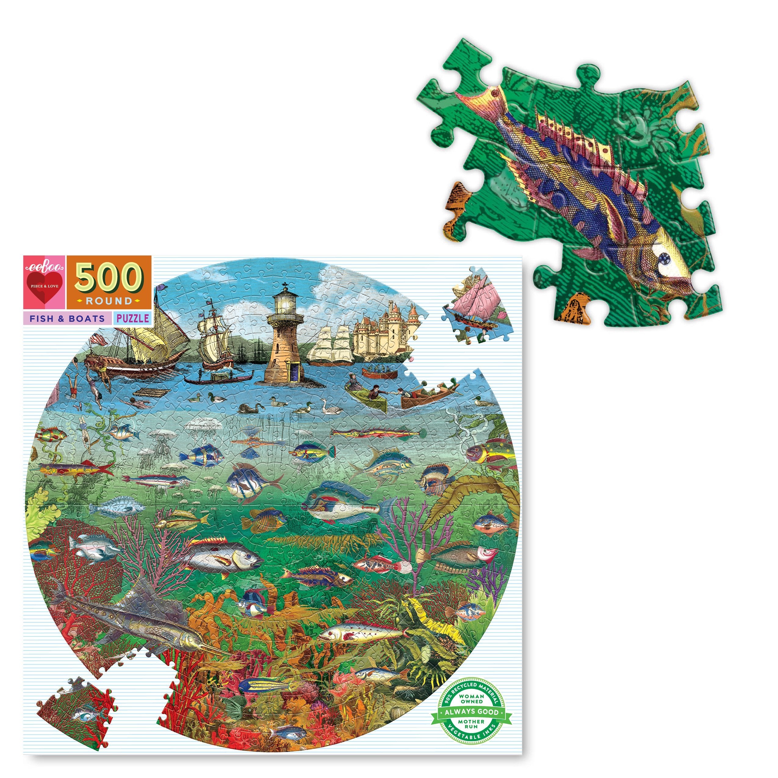 Fish & Boats 500 Piece Round Puzzle    