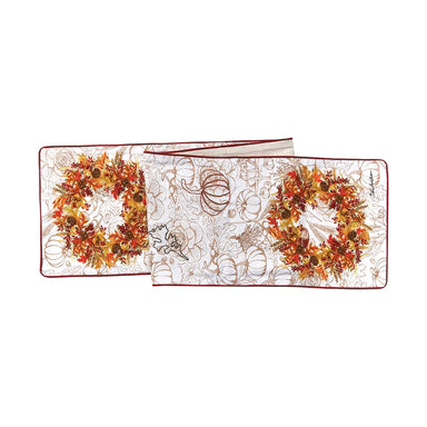 Fall Wreath Beaded 72 Inch Table Runner    