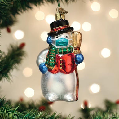 Old World Christmas - Snowman With Face Mask Ornament    