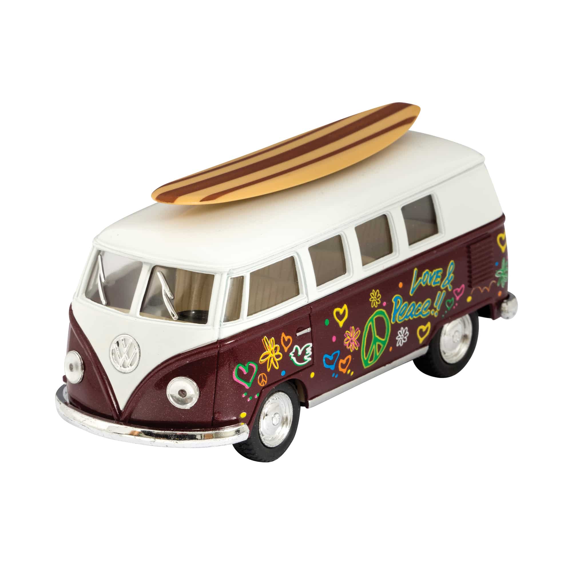 Diecast 1962 VW Bus With Surfboard (Single) - Assorted Colors    