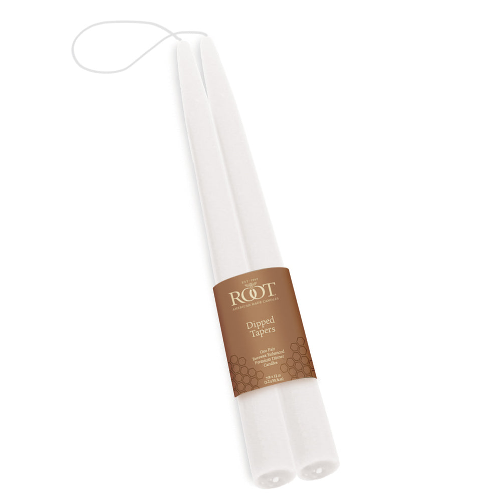 Root Double Hung Dipped Taper Pair - 12" White    