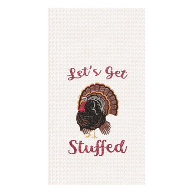 Let's Get Stuffed Waffle Weave Kitchen Towel    