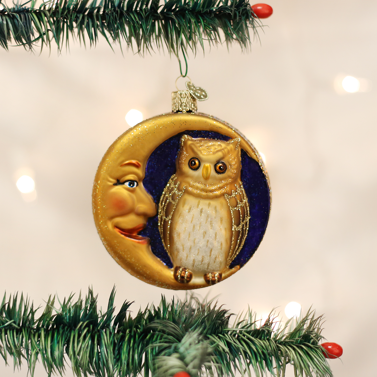 Old World Christmas - Owl In Moon Ornament    