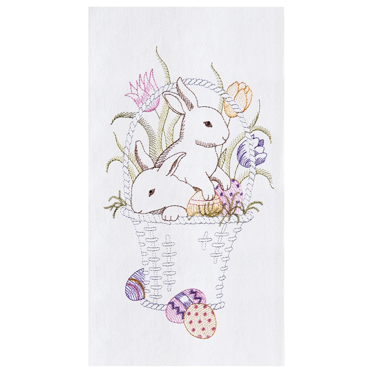 Bunnies In A Basket - Flour Sack Towel    
