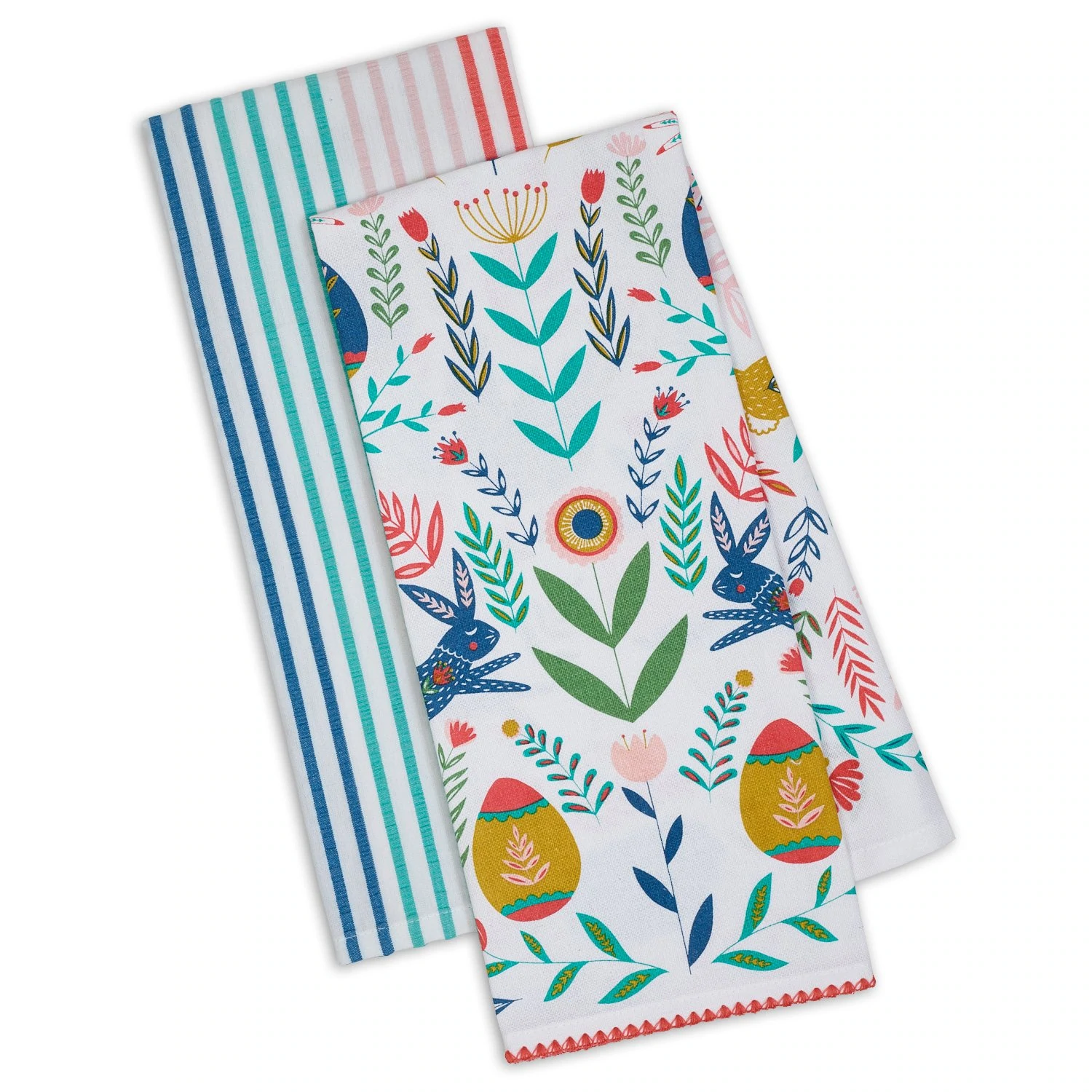 Easter Folk Garden Set of 2 Kitchen Towels    