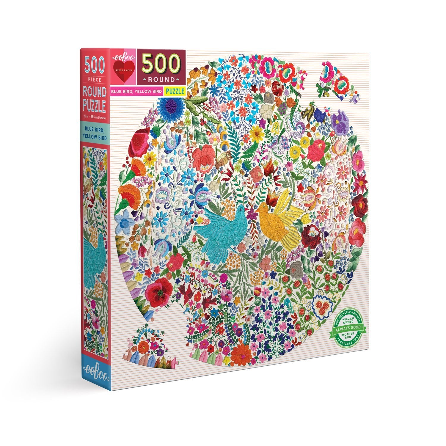 Blue Bird, Yellow Bird 500 Piece Round Puzzle    