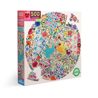 Blue Bird, Yellow Bird 500 Piece Round Puzzle    