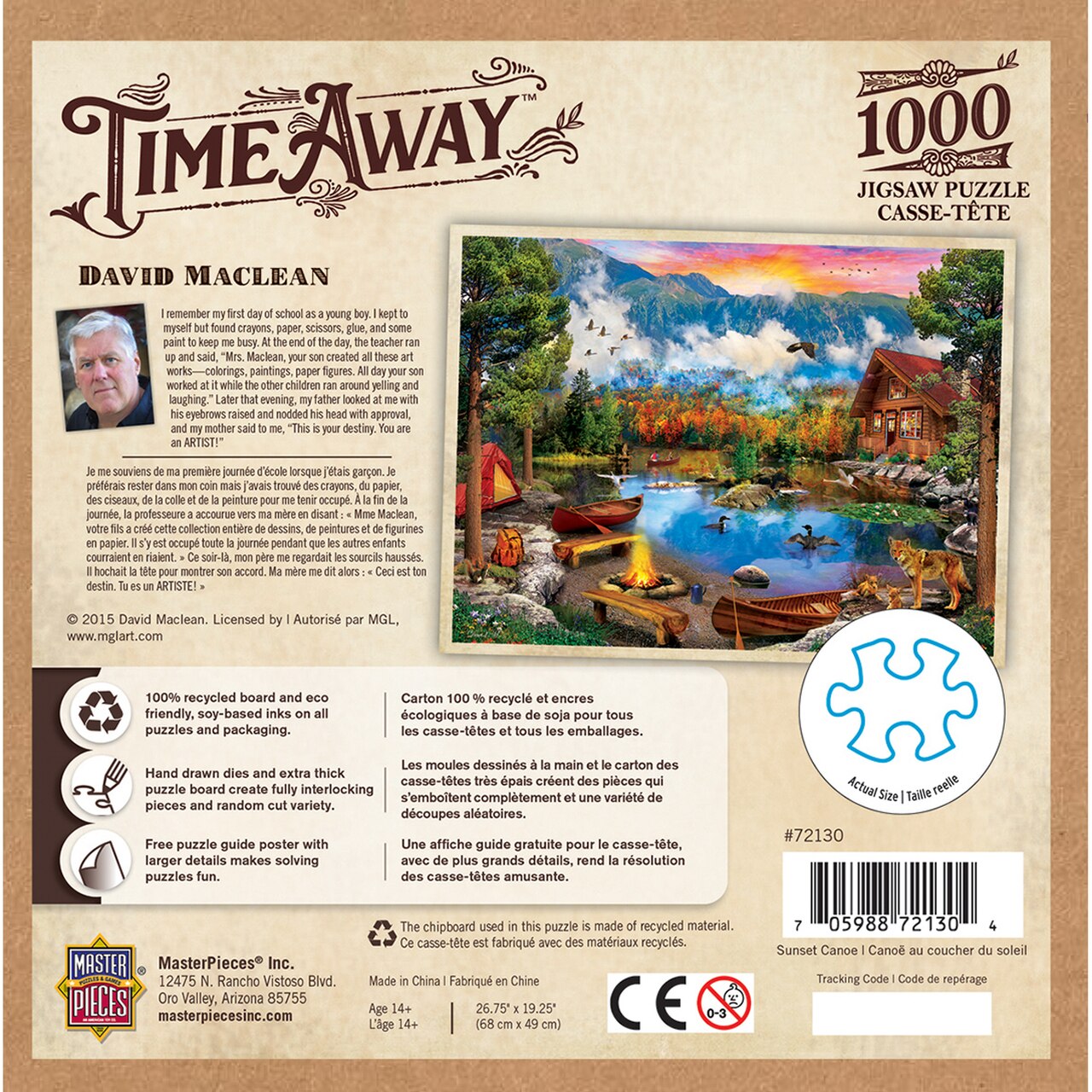 Sunset Canoe 1000 Piece Time Away Puzzle    