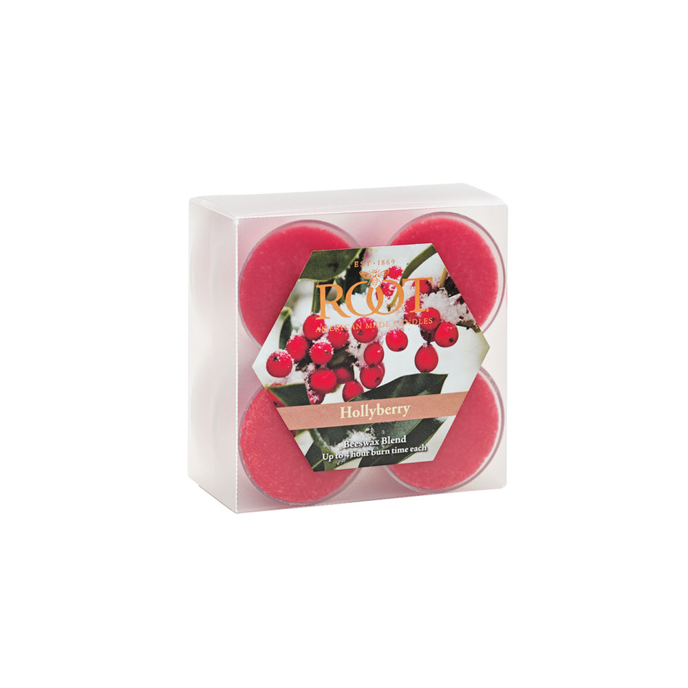 Root Candles Tea Lights - Hollyberry Box of 8    