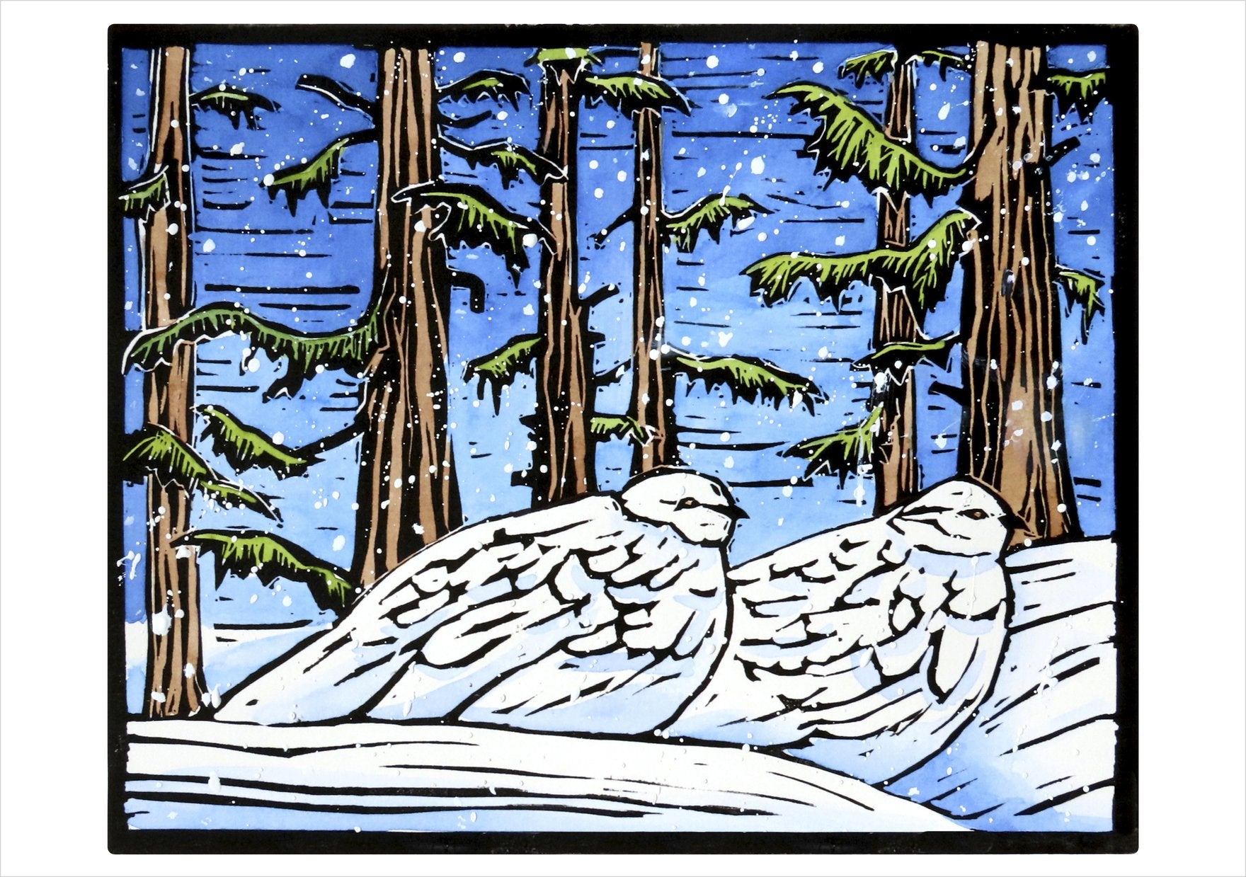 Molly Hashimoto Ptarmigan Pair in the Snow - Boxed Holiday Cards    