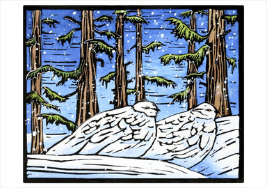 Molly Hashimoto Ptarmigan Pair in the Snow - Boxed Holiday Cards    