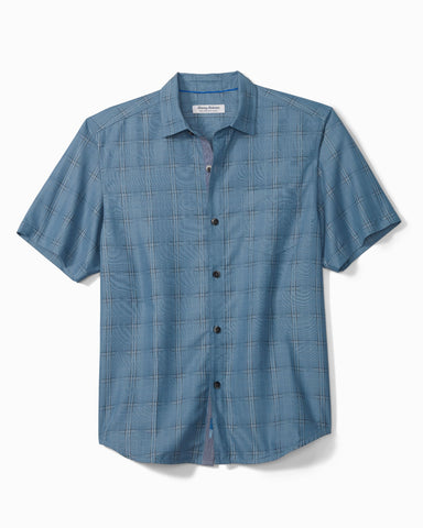 Tommy Bahama Coconut Point IslandZone Concord Plaid Camp Shirt Dark Blue Muse M  023773524160