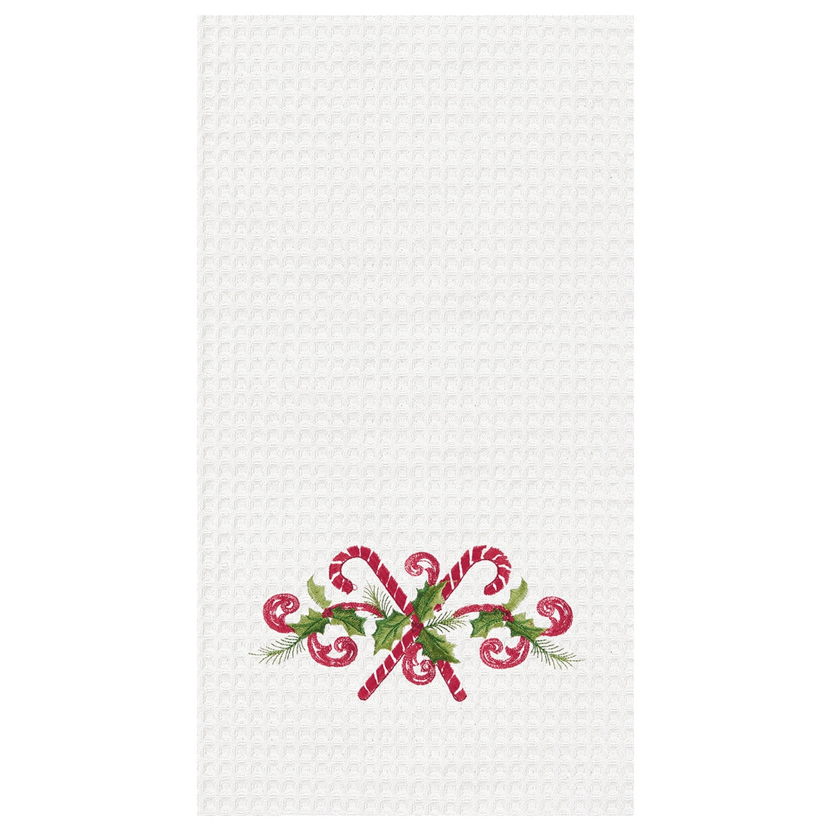 Candycanes and Holly - Waffle Weave Kitchen Towel    