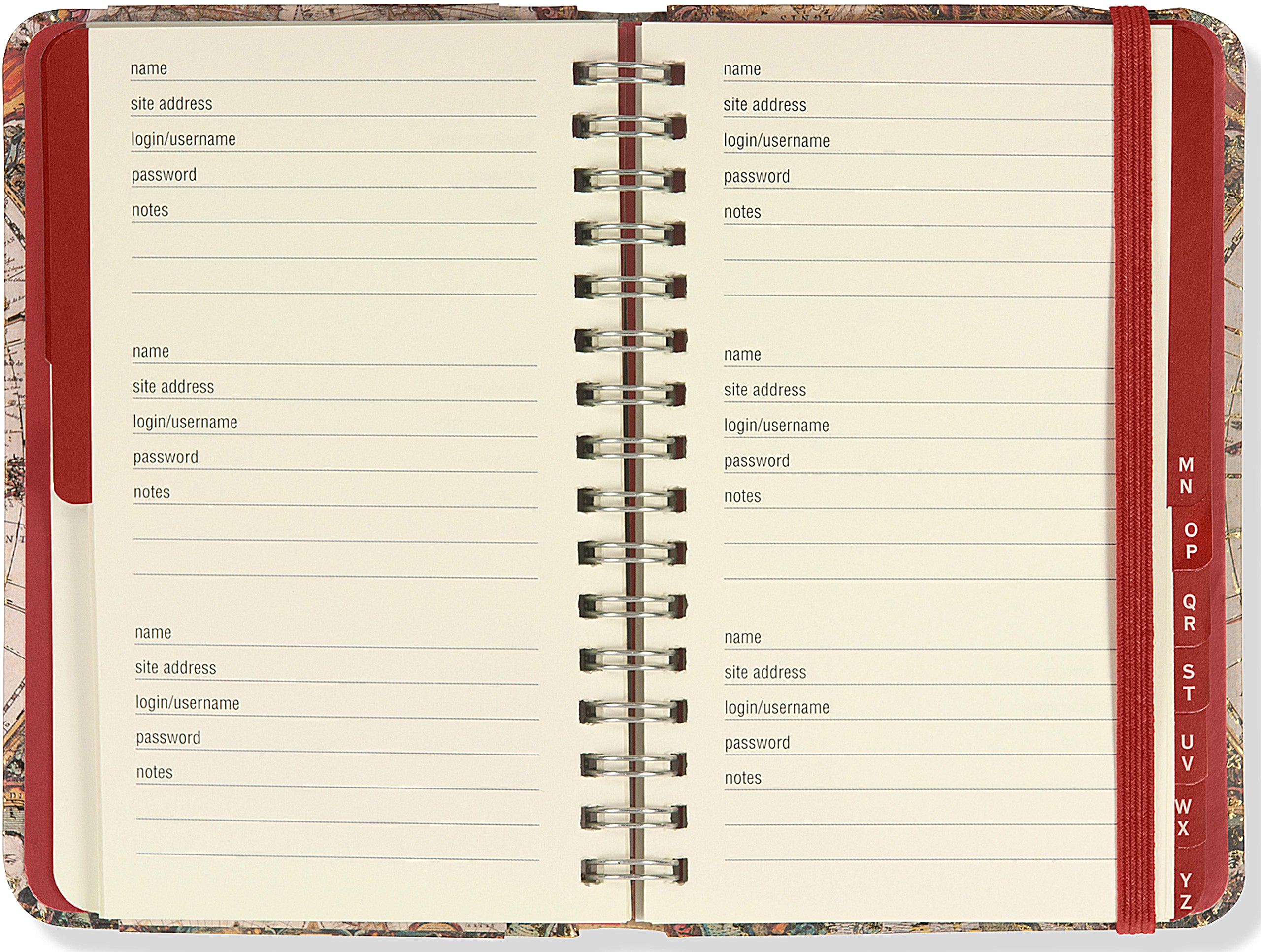 Internet Address & Password Logbook - Old World Map    