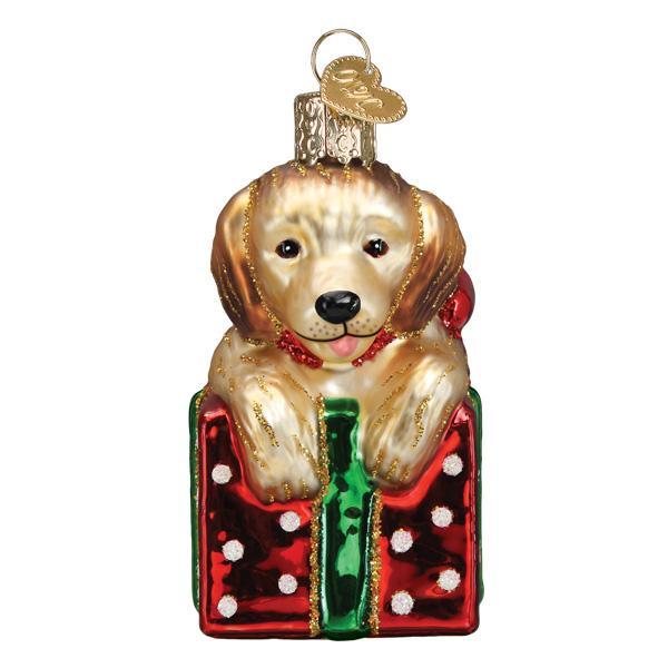 Old World Christmas - Golden Puppy Surprise Ornament    