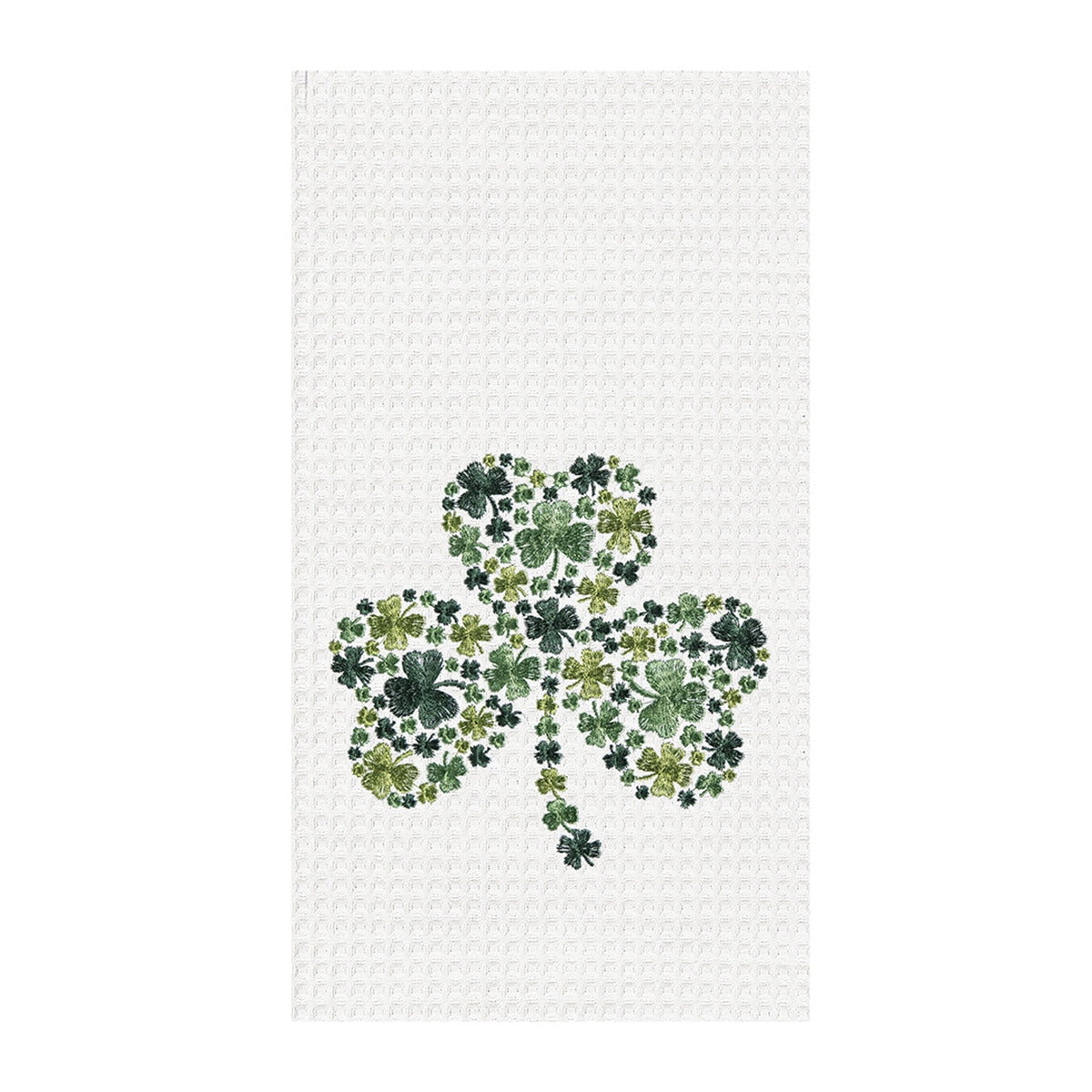 Embroidered Irish Shamrock Waffle Weave Kitchen Towel    