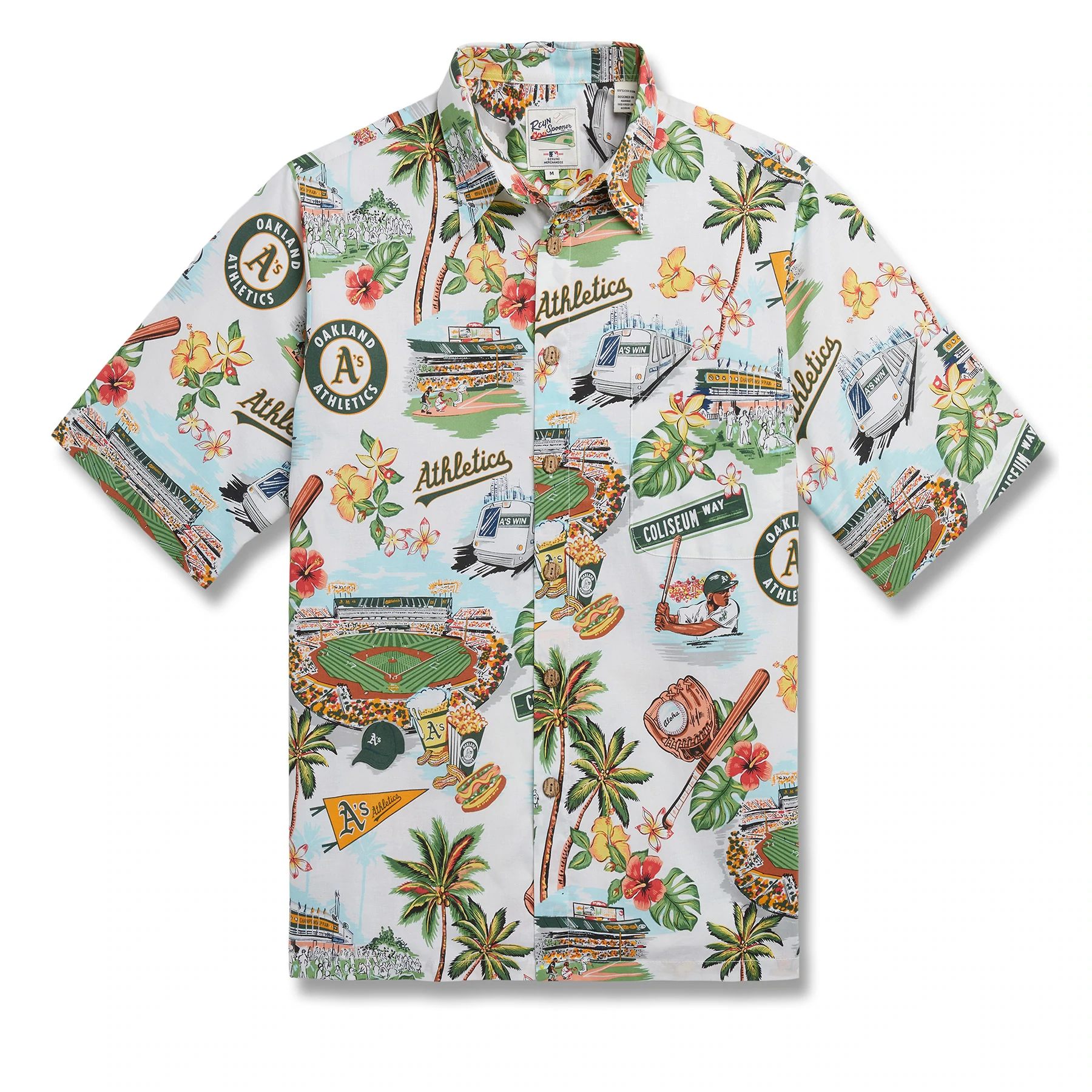 Reyn Spooner Oakland A's 2022 Camp Shirt Scenic M  805766155373