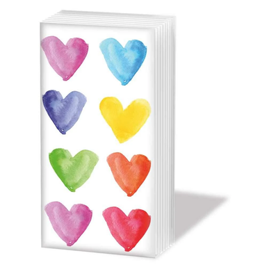 Aquarell Hearts - Sniff Pocket Tissues    