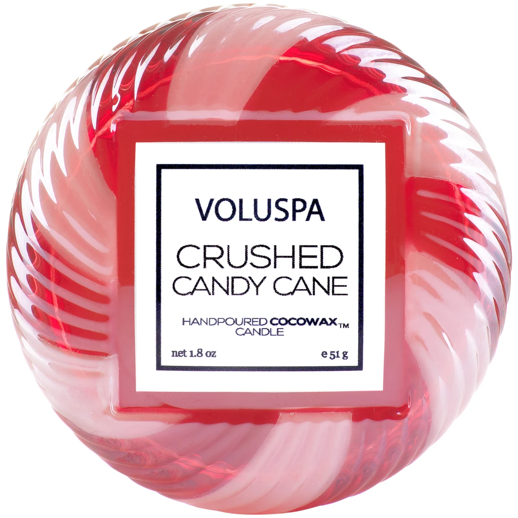 Voluspa Glass Macaron Candle - Crushed Candy Cane    