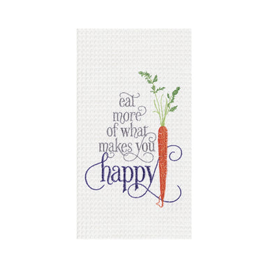 Eat More of What Makes You Happy Embroidered Waffle Weave Kitchen Towel    
