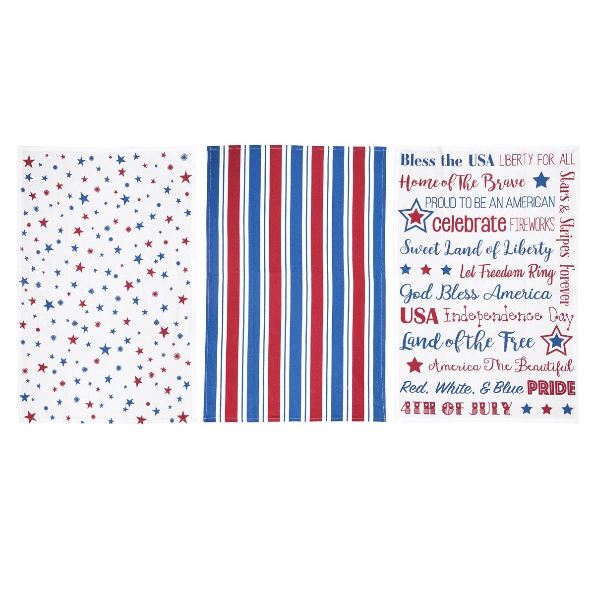 4th of July Patriotic Set of 3 Floursack Kitchen Towels    