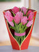 Pop Up Flower Bouquet Greeting Card - Pink Tulips    