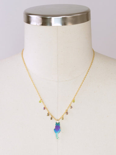 Holly Yashi Sitting Kitty Necklace - Purple/Turquoise    