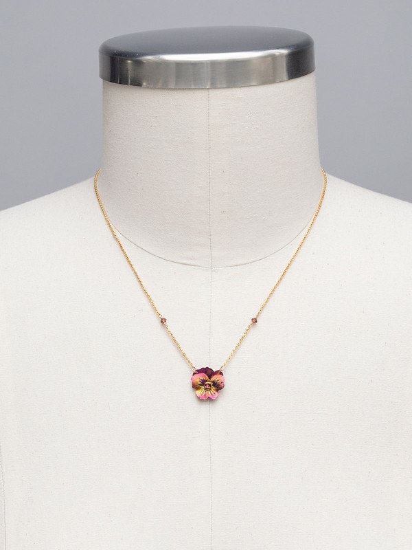 Holly Yashi Garden Pansy Pendant Necklace - Vintage Burgundy    