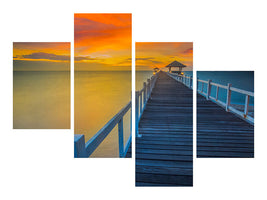 modern-4-piece-canvas-print-a-wooden-bridge-in-the-far-east