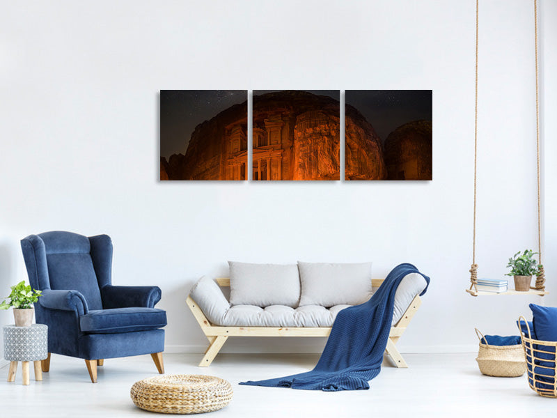 panoramic-3-piece-canvas-print-petra-by-night