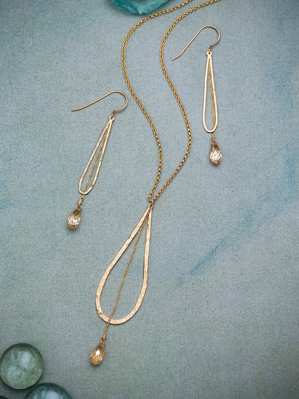 Holly Yashi Celestine Drop Necklace - Gold/Champagne    